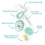 FridaBaby Grooming Kit Includes Finger Brush with Storage Stand Hair Brush with Case Styling Hair Comb Easy Grip Nail Scissors with Nail File and Case - Image 8