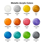 GenCrafts Metallic Acrylic Pouring Paint - Set of 12 Metallic Colors - Pre-Mixed High Flow & Ready to Pour - 2 oz./ 59 ml Bottles - Multi-Purpose Paints for Canvas & Paper, Rocks, Wood and More - Image 6