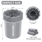 Comotech Dog Paw Cleaner, Portable Dog Paw Washer Pet Cleaning Silicone Brush with 3 Absorbent Towel, Pet Foot Cleaner for Small Breed Dogs(Grey) - Image 3