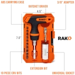 RAK Universal Socket Tool - Birthday Gifts for Men - Set of 15 with 1/4-to-3/4-inch Wrench Grip, T-Handle Ratchet Driver and 10 Screwdriver Bits - Gifts for men, Husband, Handyman - Image 8