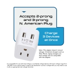 Ceptics Japan, Philippines Travel Adapter Plug with Dual USB - Usa Input - Type A - Ultra Compact (CTU-6) - Perfect for Cell Phones, Laptops, Camera Chargers - Image 3