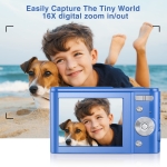 Digital Camera, 48MP Kids Camera Auto Focus Point and Shoot with 32GB Memory Card - FHD 1080P 16X Zoom Vlogging Camera Small Blue - Image 6