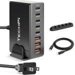 268W GaN USB Type C Charger 8 Ports Fast Charging Station PD QC4.0, USB C Laptop Charger Compatible with MacBook Pro/Air, iPads, Samsung Galaxy Note, iPhone 16/15/14/13/12 Mini/Pro/Pro Max