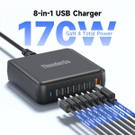 ThunderGo 170W GaN Pro USB C Charging Station | 8-Port Desktop Power Hub (7xUSB-C PD3.0 + QC4.0 USB-A) | Smart Charger for MacBook Pro M3 Max | ETL/FCC Certified with Dynamic Power Allocation - Image 7