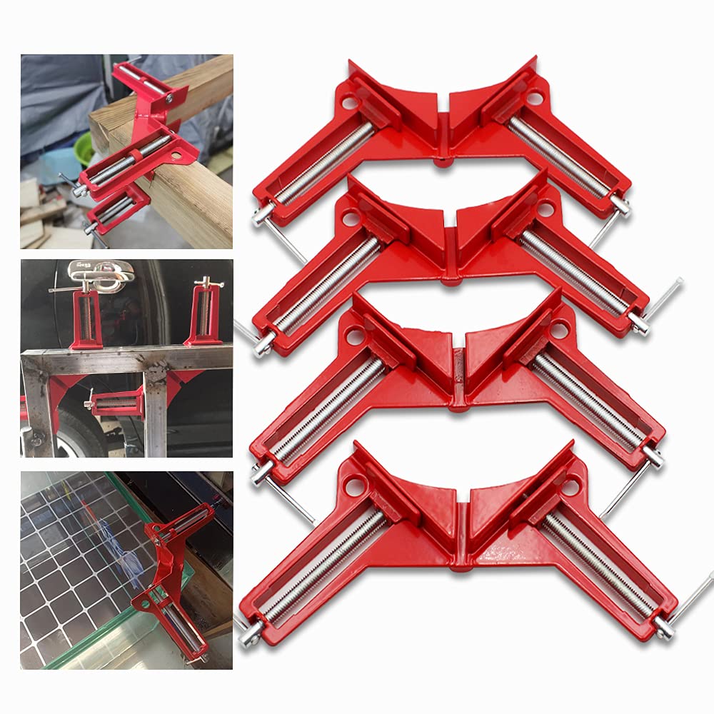 Corner Clamps for Woodworking, 90 Degree Clamps 4Pcs Right Angle Clamp Carpenter Square Woodworking Tools for DIY Framing, Shelving, Welding, Fish-tanks, Cabinets