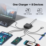 ThunderGo 170W GaN Pro USB C Charging Station | 8-Port Desktop Power Hub (7xUSB-C PD3.0 + QC4.0 USB-A) | Smart Charger for MacBook Pro M3 Max | ETL/FCC Certified with Dynamic Power Allocation - Image 6