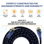AURUM CABLES 30ft HDMI Cable 4K@60Hz Ultra HD, High Speed with Ethernet 2 Pack HDMI Cable Braided Nylon & Gold Connectors, ARC, CL3 Rated - Compatible with TV, PC, Monitor, Laptops, PS3, PS5, PS4 - Image 2