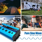 Cantonape 2500W Pure Sine Wave Inverter DC 12V to 110V AC with LCD Display, 4 AC Outlets, Wireless Remote Control Car Power Inverter for Vehicles RV Camping Truck - Image 3