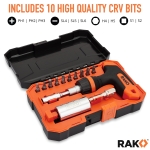 RAK Universal Socket Tool - Birthday Gifts for Men - Set of 15 with 1/4-to-3/4-inch Wrench Grip, T-Handle Ratchet Driver and 10 Screwdriver Bits - Gifts for men, Husband, Handyman - Image 5